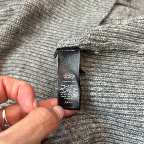 Express XL Cardigan Sweater Shawl Collar Gray Button-Up Wool Blend Pockets - Picture 12 of 12